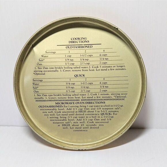 Vintage Quaker Rolled White Oats Tin Canister 1992 Stamp on 1984 Ltd Edition - Picture 8 of 9